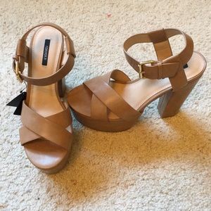 Forever 21 Taupe Chunky Heels